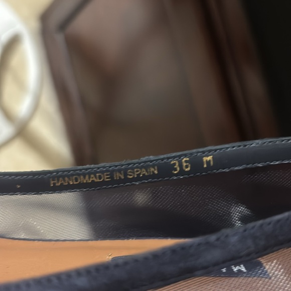 Margaux suede leather and mesh navy blue Women's Blue Flats. Handmade in Spain. - Picture 9 of 9